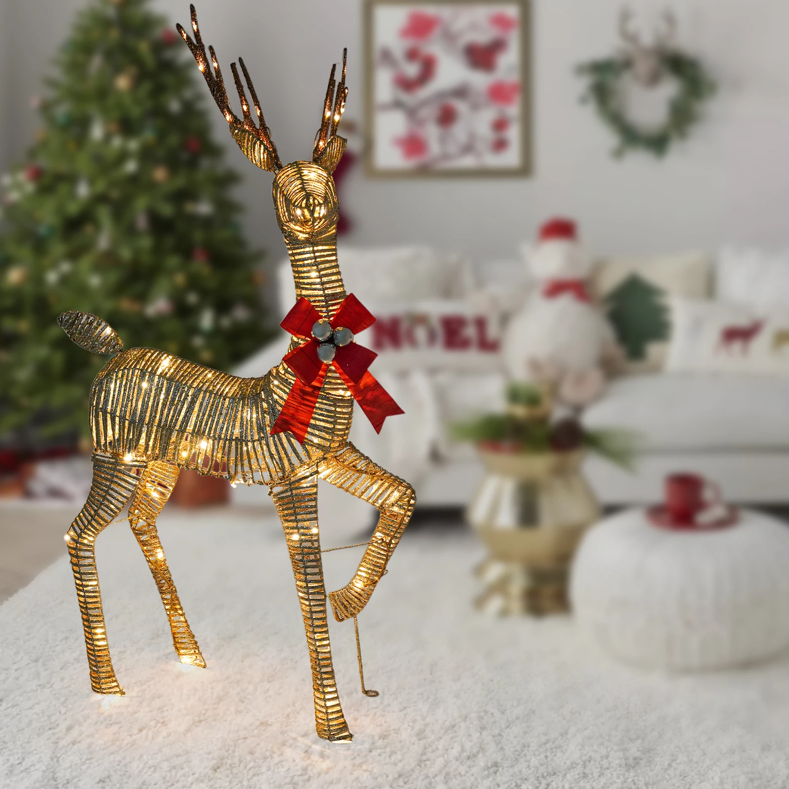 

Christmas Decor Reindeer Decorations Outdoors Iridescent Deer with Light