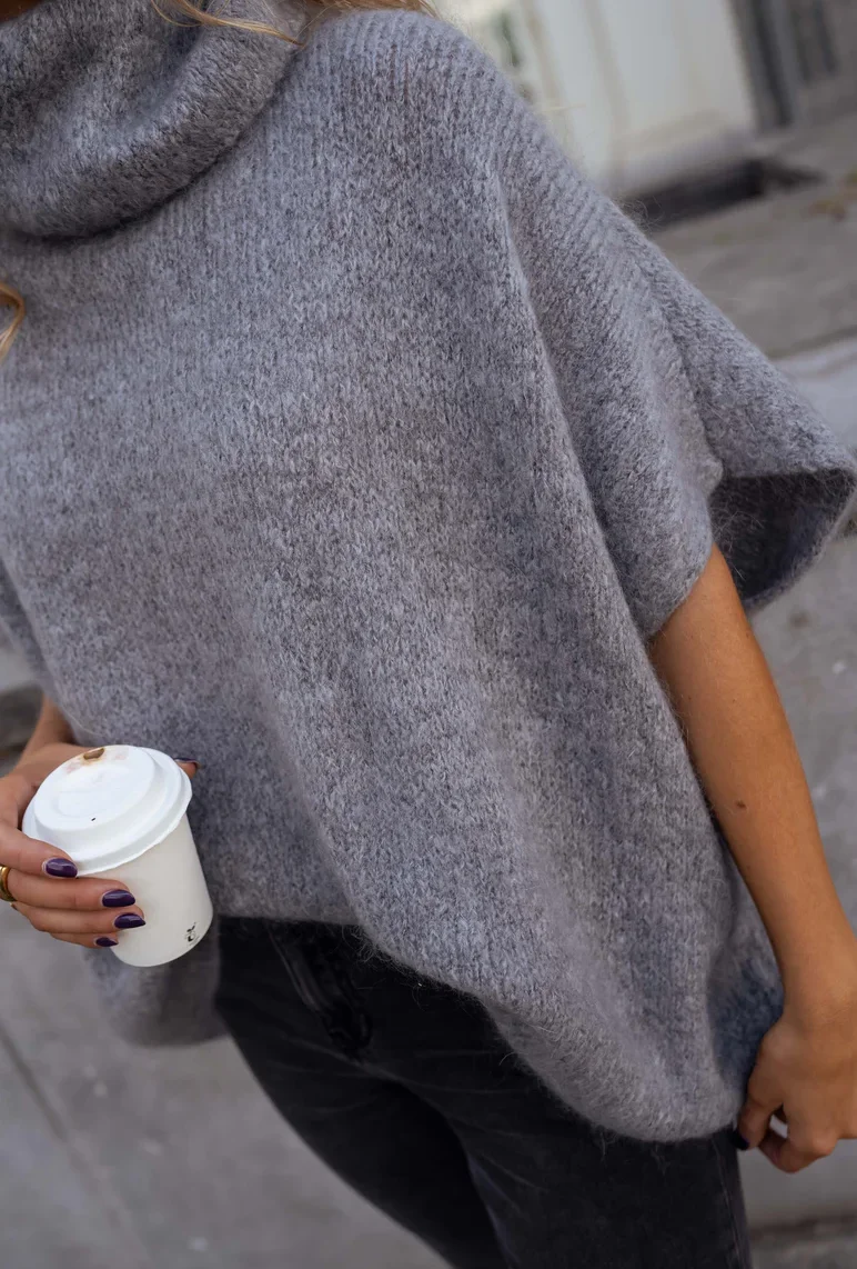 Picture 6: Women's Autumn/Winter European and American Style Solid Color High Neck Comfortable Shawl Cape Knit Sweater