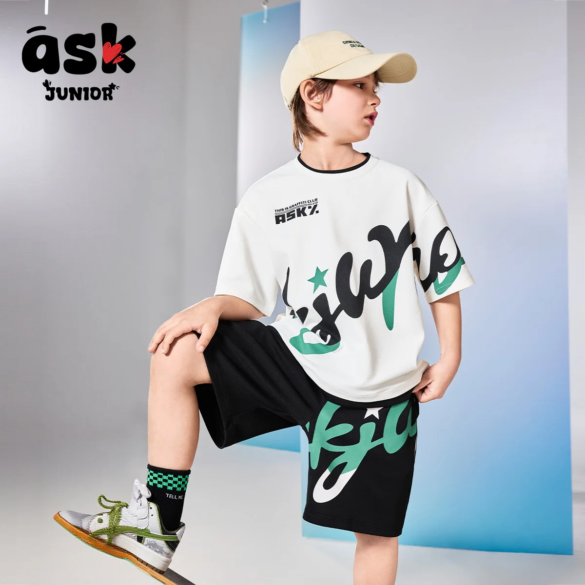 اسأل مجموعة الأطفال الصغار الصيف الأطفال المتوسطة وكبار السن قصيرة الأكمام تي شيرت الرياضة عارضة السراويل في سن المراهقة الفتيان قطعتين مجموعة #3