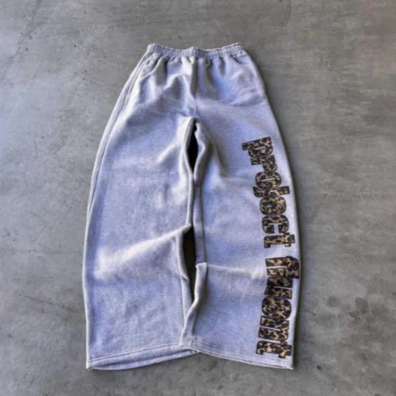 

Casual Letter Print Trousers Streetwear Men Vintage Washed Loose Fit Pants High Waist Baggy Street Style Joggers Men Clothing