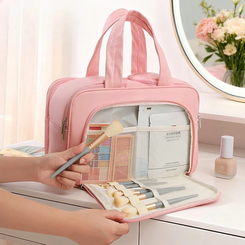 Large Capacity Cosmetic Bag Female Travel Wash Handbag Bathroom Partition Shower Makeup Pouch Waterproof Toiletries Organizer