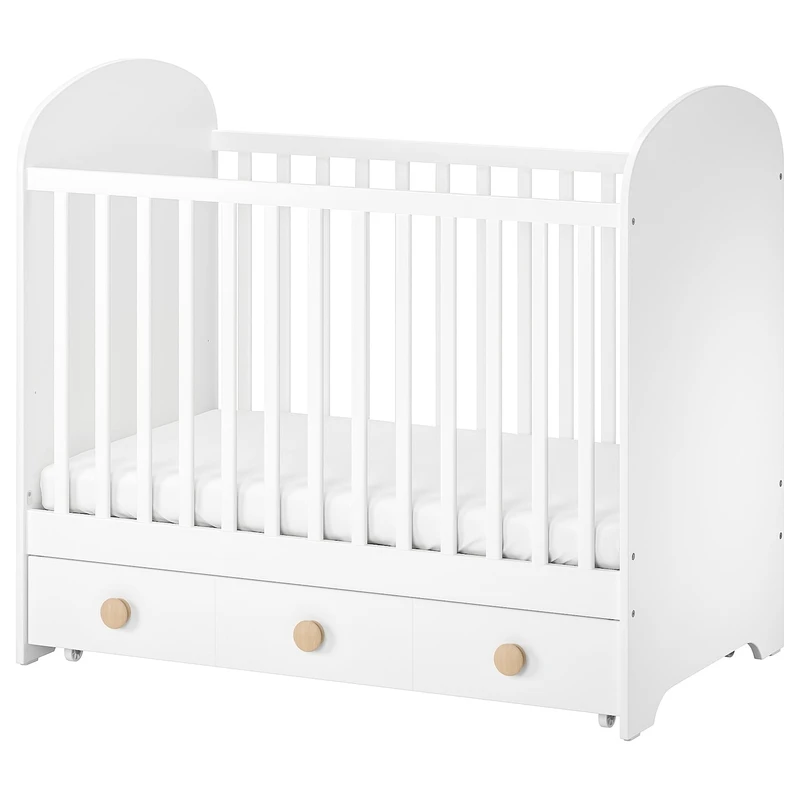 YQ Crib Frame with Drawers Adjustable Storage Children's Bed Modern Design Solid Wood 1 Year Warranty Living Room Use