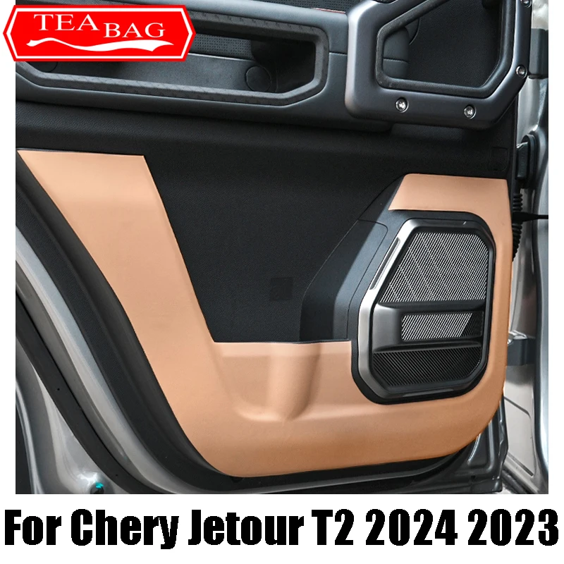 For Chery Jetour T2 2024 2023 Car Styling Door Kick Pad Anti-kick Mat Passenger Protection Leather Stickers Auto Accessories