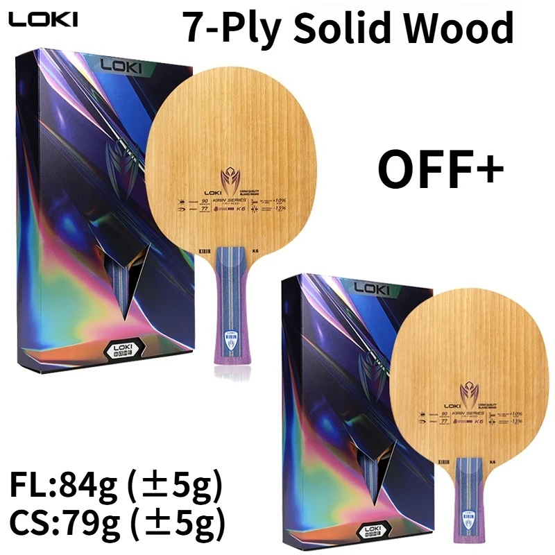 

LOKI Kirin K6 7-Layer Solid Wood Table Tennis Blade OFF+ Limba Surface Ayous Core High Elasticity Fast Attack Ping Pong Paddle