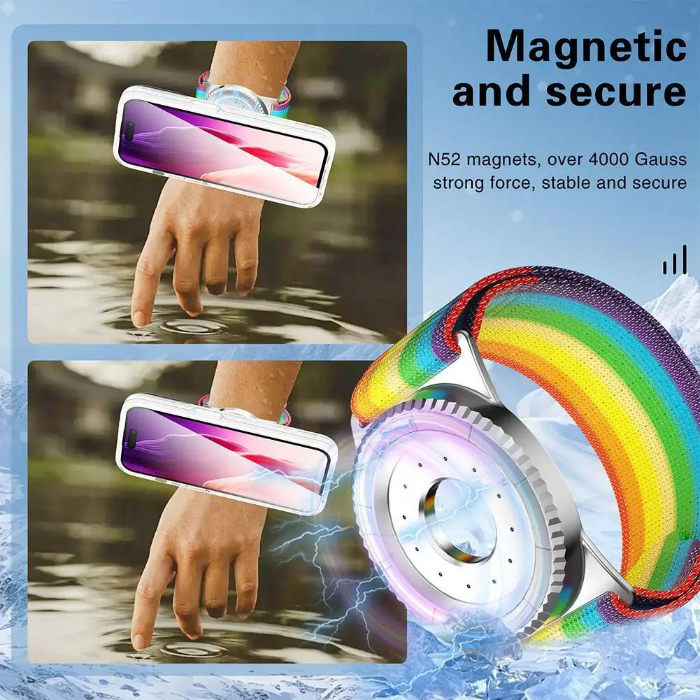 ユニバーサル磁気リストバンド電話ホルダー MAGSAFE 手首アロマセラピー磁気電話ホルダーサイクリングライブ L4V7