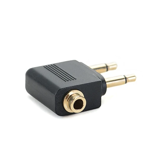 2pc Gold Nickel plated Air Plane 3.5mm Airplane Airline Headphone Mono Audio Converter Travel Jack Plug Splitter 3.5 mm Adapter