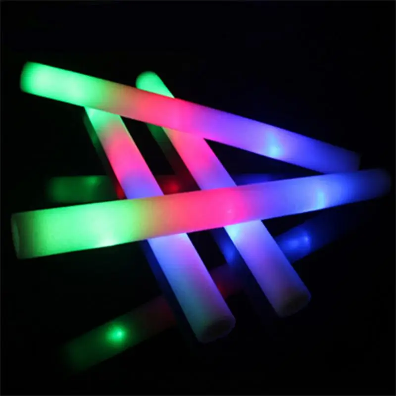 1/2PCS Light-Up LED Colorful Foam Sticks Sponge Glowsticks Batons Rally Rave Glow Wands Flashing Light Stick Party Cheer Supplie