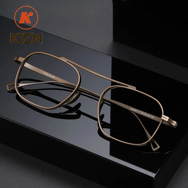 

Очки KIZN Square из чистого титана, многофокальные, по индивидуальному рецепту, для мужчин, медицинские, прозрачные, для коррекции близорукости и чтения