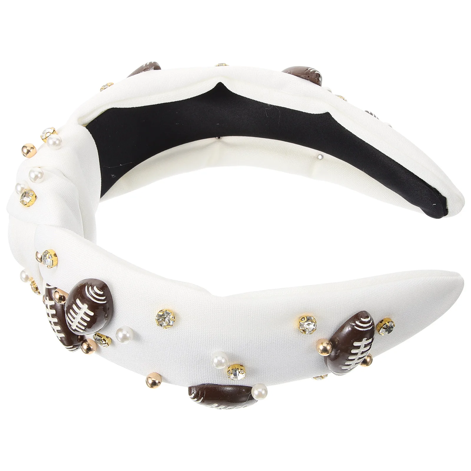 

Rugby Headb White Knot Bead Wide Football Knot Headb For Women Accessories Sports Fashion Comfort Outdoor Activities