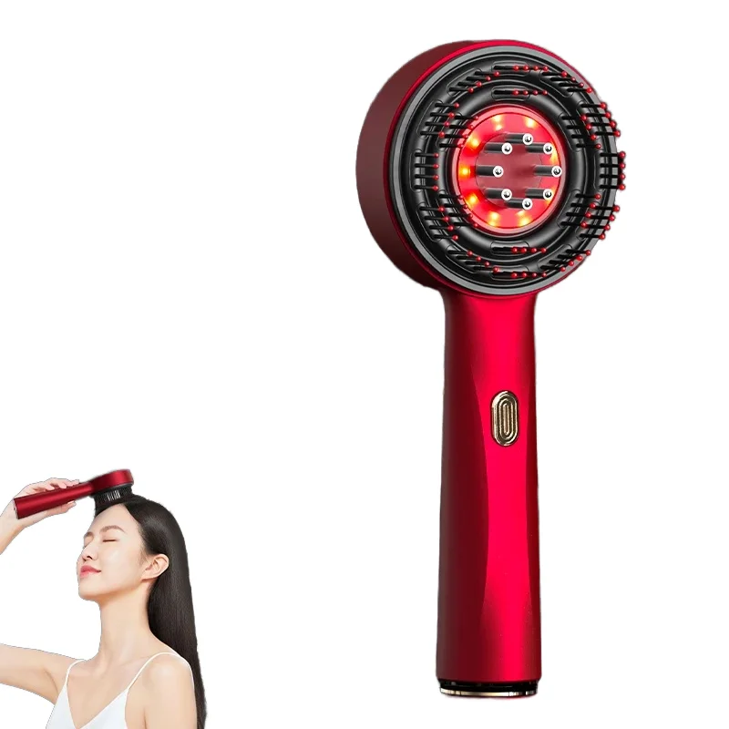 Electric Red Light Hair Care Comb with Scalp Kneading Massager & Liquid Guide Plastic Handle for Home Use