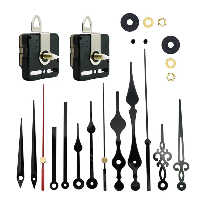 

2pcs Clock Accessories Wall Clock DIY Movement Mechanism Replacement Clock Motor Repair Parts with 5 Pairs Hand Set