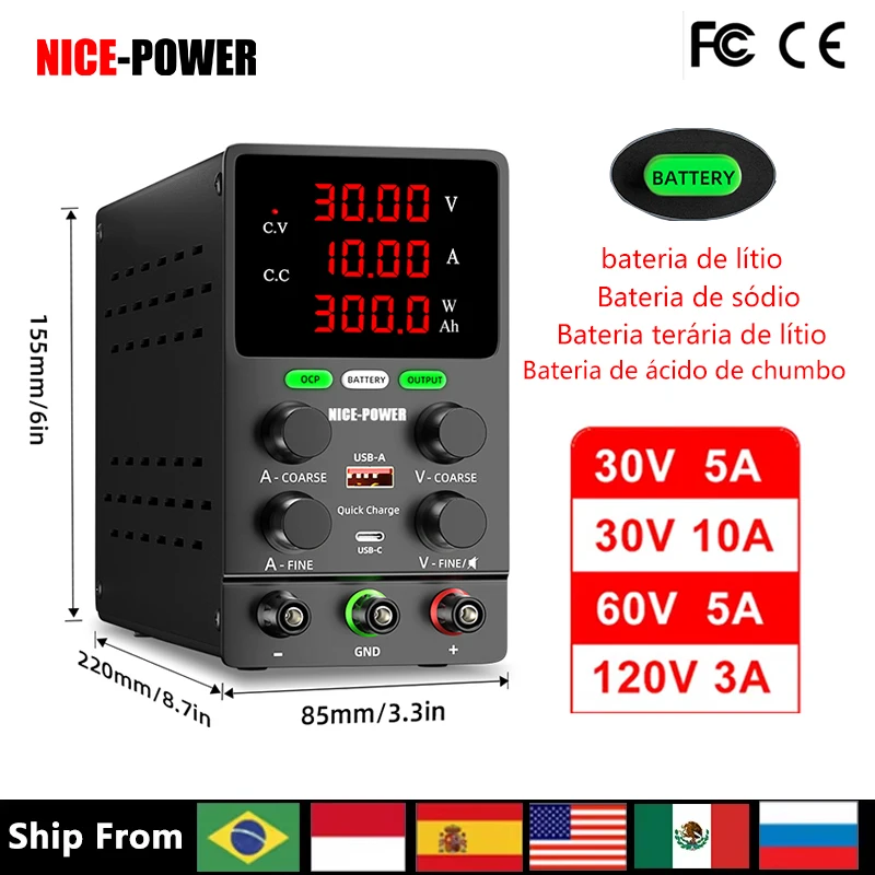 

Adjustable Lab Power Supply Unit Bench DC Power Supply 30V10A Laboratory Voltage Regulator Intelligent Charging Security Testing