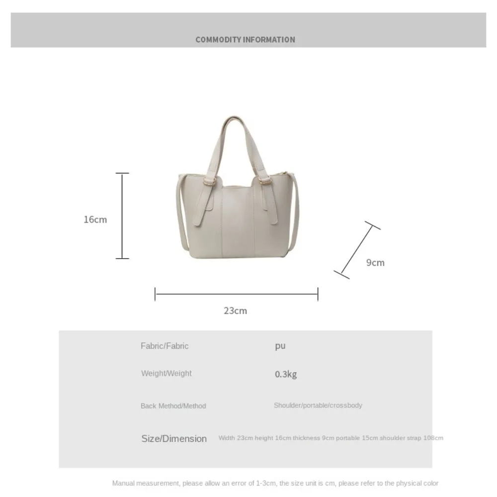 Korean Shoulder Bag New Popular Solid Color Commuting Bag High Capacity Trendy Handbag