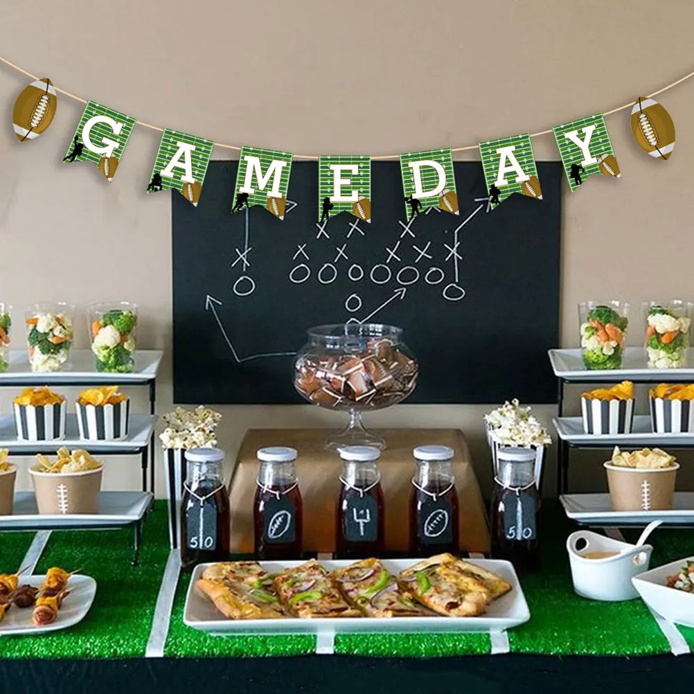 

4pcs Banner Decorations Rugby Theme Party Party Decorations Supplies Sports Wall Decor Commemorative Items