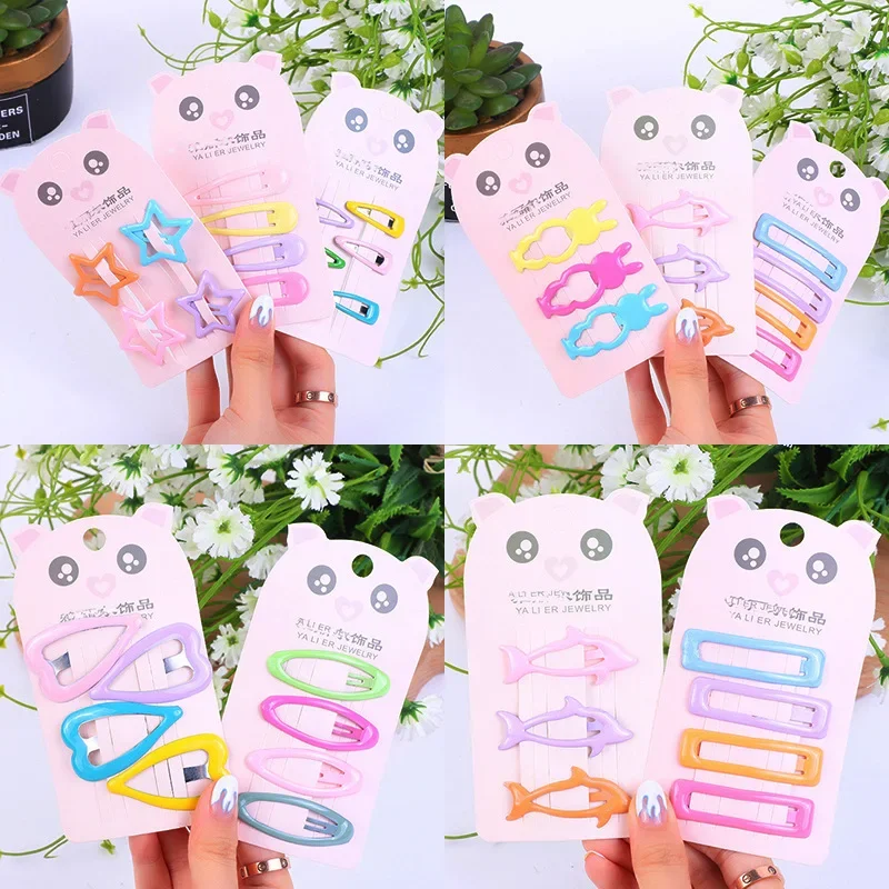 Cute Cartoon Snap Hair Clips for Girls Clip Pins BB Hairpins Color Metal Barrettes for Baby Children  Girls Styling Accessories