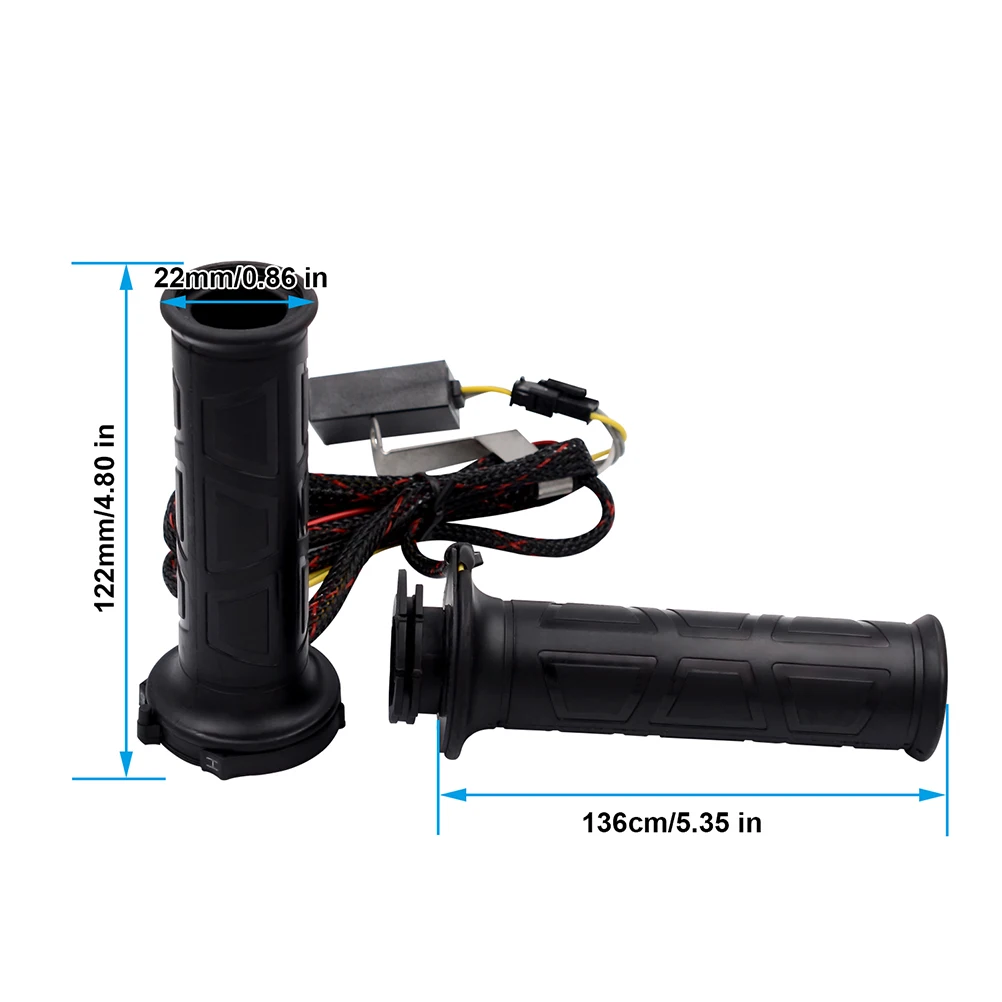 

Heated Handlebar Heater Motorcycle Grips Adjustable 50 70 Degree Rubber Molded Opens Double Throttle Fits Bike Truck Lighting