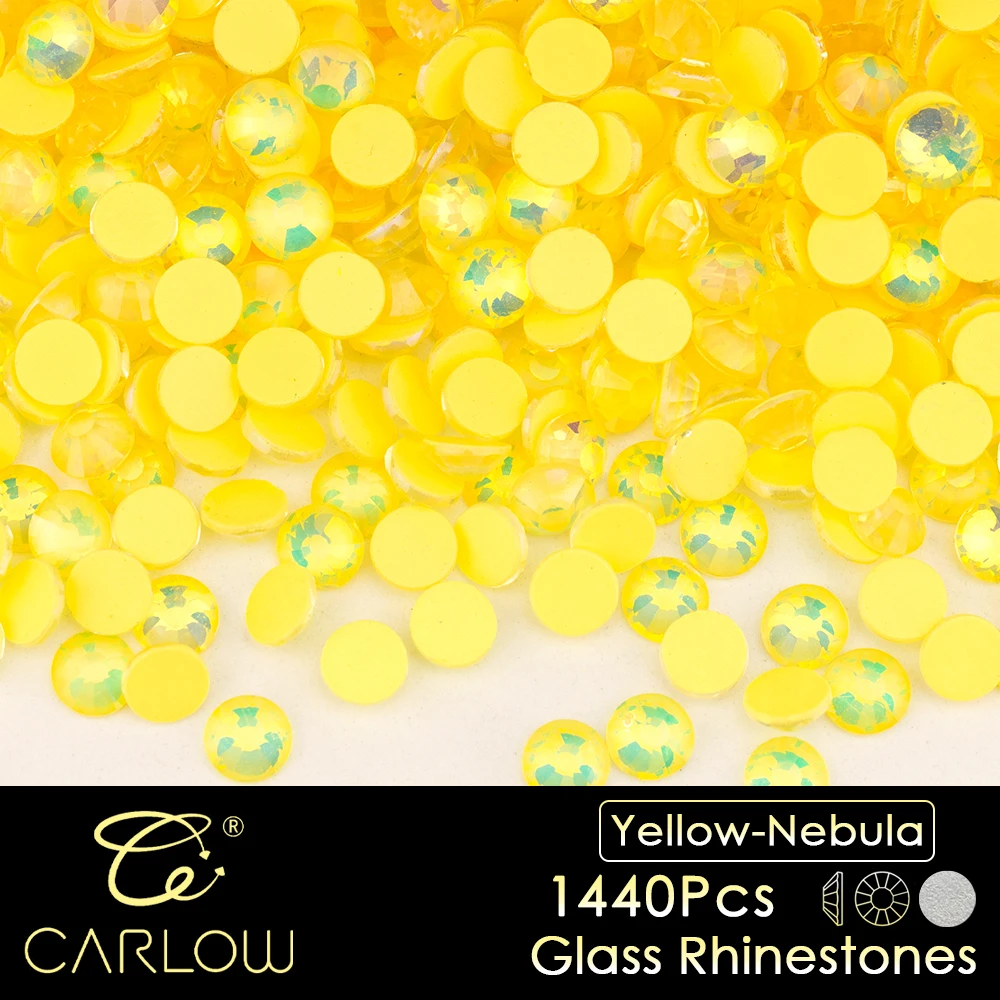 CARLOW Colorful High Quality Yellow-Nebula Non Hot fix Rhinestones SS6-SS30 Glue on Strass for Garment Decoration YZ-406