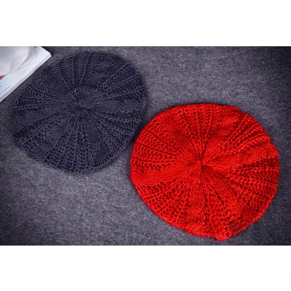 

Beret Twist Spherical Knitted Hat Beanie Hats Dark Grey Ski Cap Women Warm Comfortable Durability Solid Color Gift