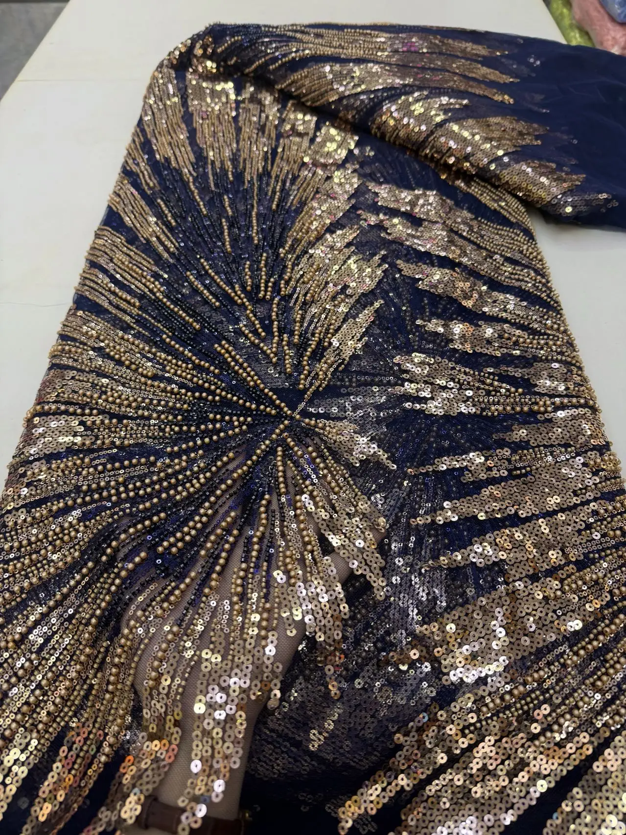 

Latest 2025 High Quality African Nigerian With Tulle Sewing Lace Fabric Guipure Embroidery Beads Dresses Sequins 5Yards JY485