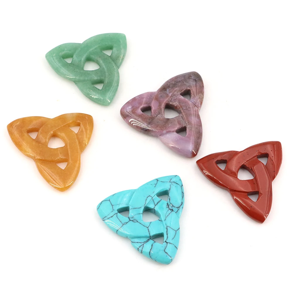

Irish Celtic Knot Triangle Ruyi Flower Natural Stone Chakra Quartz for Jewelry Making DIY Pendant Backpack Ornament Accessories