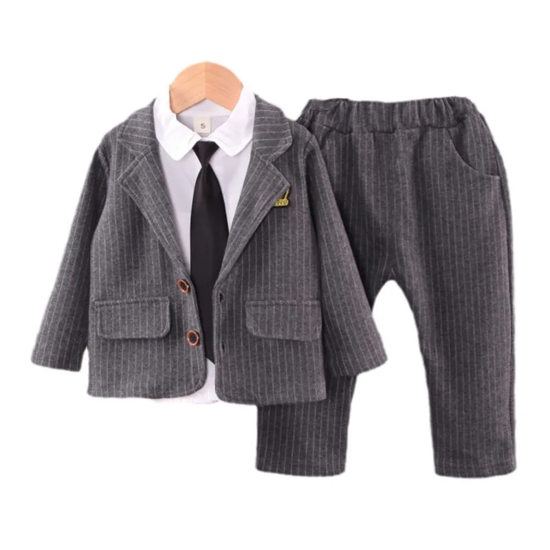 

New Spring Autumn Baby Clothes Children Boys Coat Shirt Pants 3Pcs/Sets Toddler Gentleman Suit Kids Outfits Infant Tracksuits