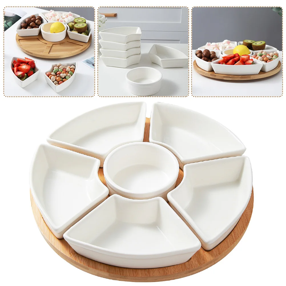 

Serving Platter Dishes Snack Tray Divided Ceramic Plate Compartment Food Sorting Fruit Ceramicmulti-functional