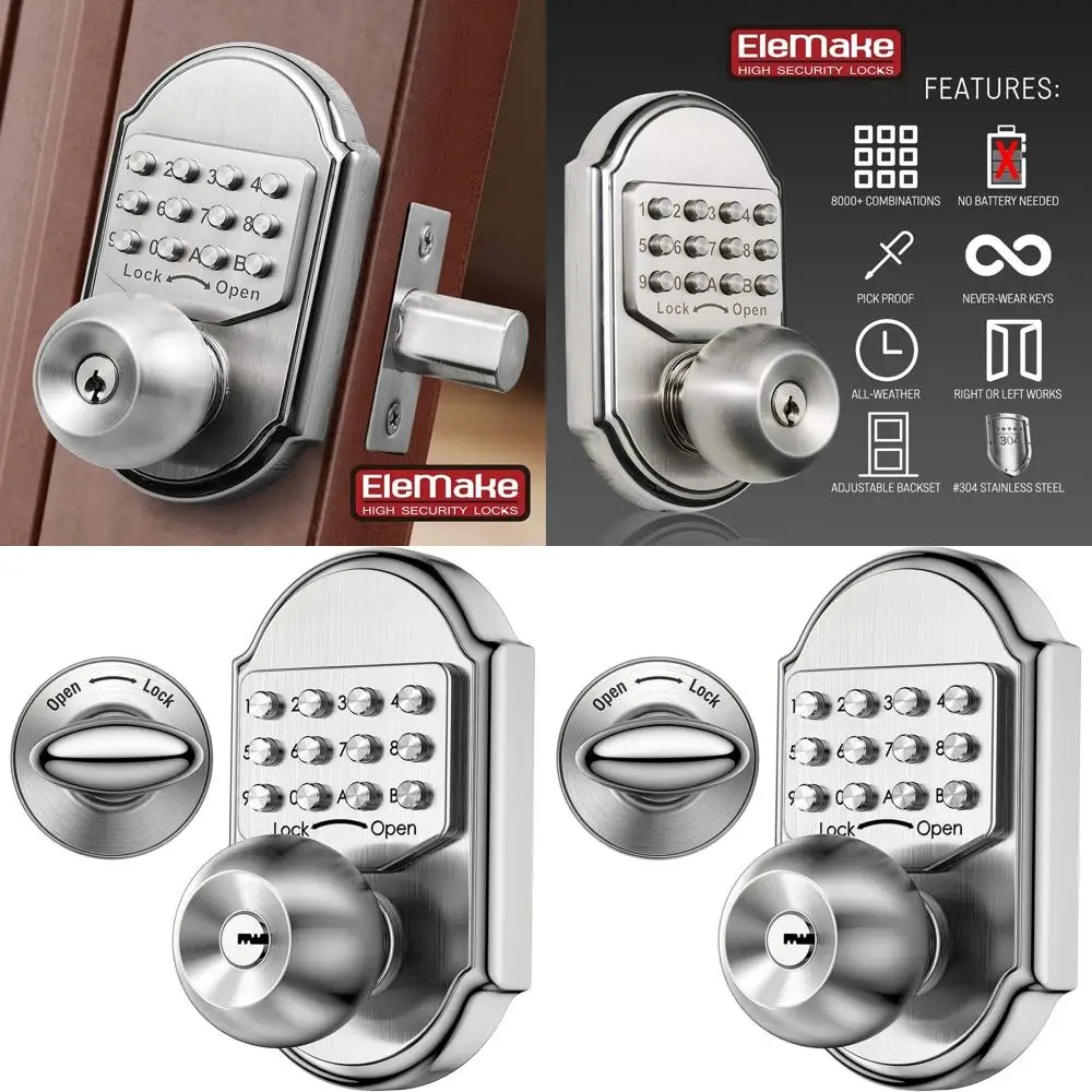 

Механический дверной замок из нержавеющей стали 304 с цифровой клавиатурой и двойной системой безопасности, с комбинированным или ключевым доступом