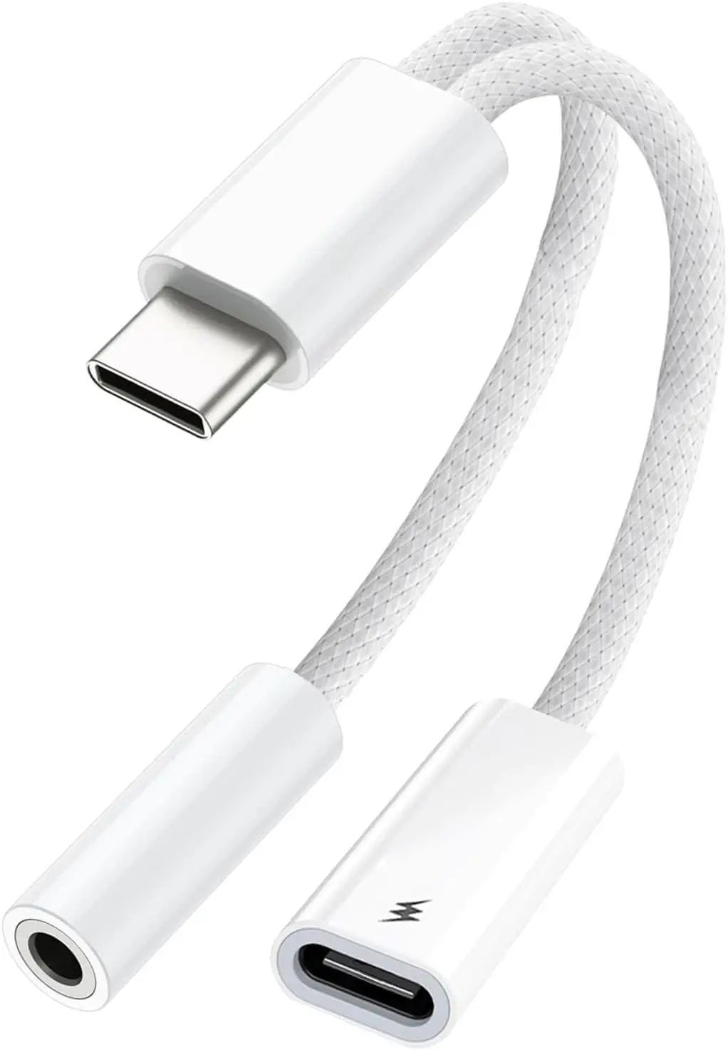 محول صوت USB C إلى 3.5 ملم 2 في 1 مع شحن سريع PD، مقبس سماعة رأس من النوع C لهاتف iPhone 16/15، Galaxy، iPad، MacBook