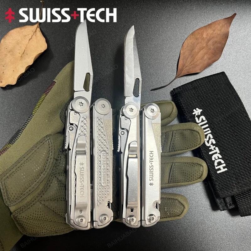 

SWISS TECH 18 in 1 Multitool Folding Pliers Multi-functional Combination Tool Portable Scissors Saw Blade EDC Outdoor Equipment