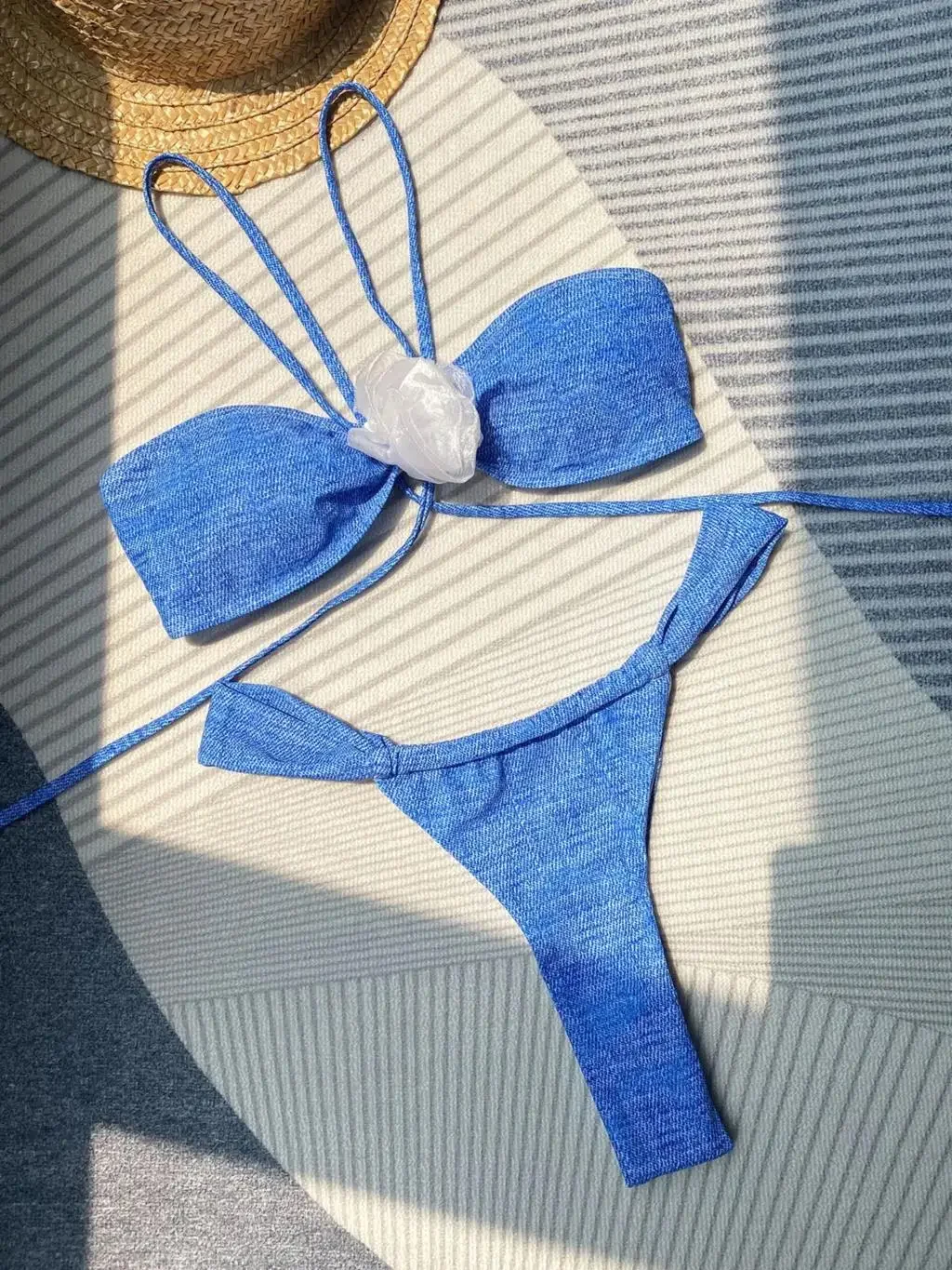 

2024, 3D стринги с цветочным принтом, бикини, треугольный купальник, женский сексуальный купальник с лямкой на шее, женский купальный костюм, купальный костюм, пляжная одежда