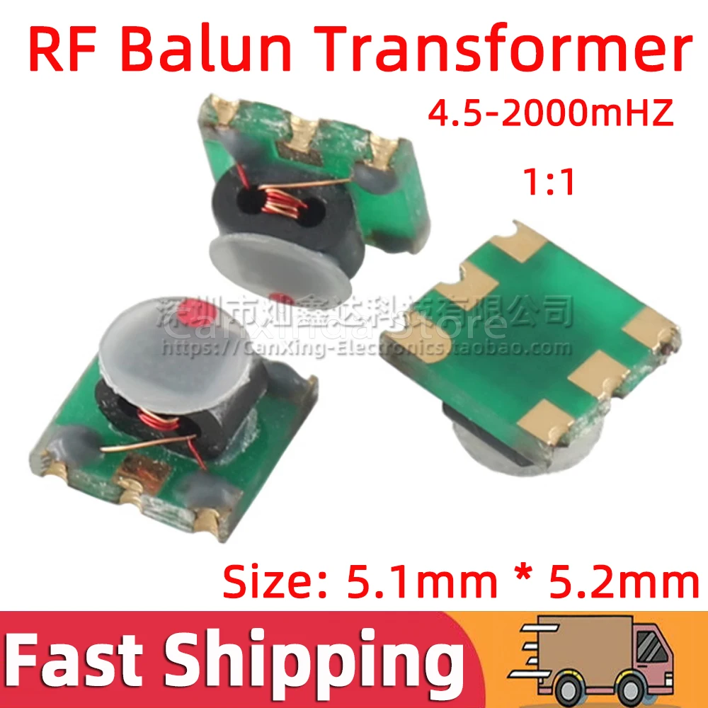 5pcs SMD RF Signal Balun Transformer 1:1 Frequency 4.5MHz-2000MHz Unbalanced Balanced Isolated Isolation YB032T-1023AS