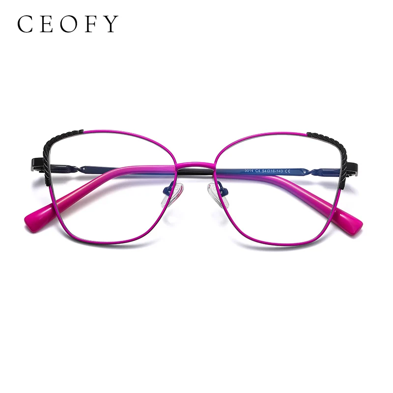 Ceofy Women Eyeglasses Frame Stylish Cat Eye Myopia Optical Vintage Brand Design Prescription Glasses Frame Women Eyewear 3014