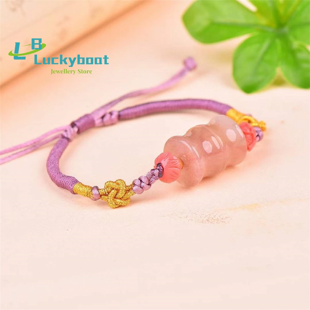 Natural Gold Silk Jade Violet Bamboo Knot Knitted Bracelet Simple and Personalized Fashion Versatile for Men and Women