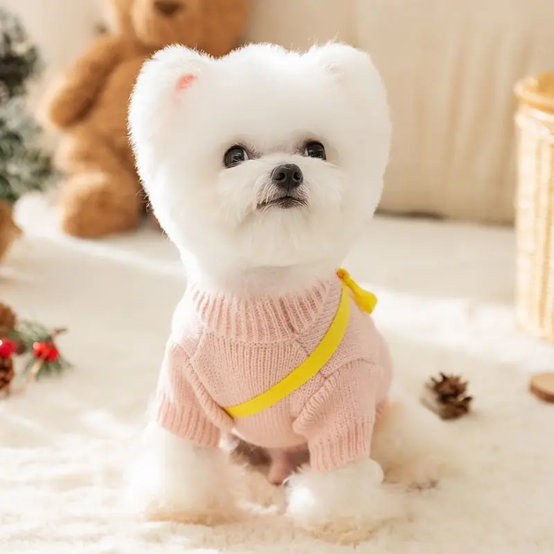 Autumn and Winter Dog Clothing Cute Sweater Cat Pet Knitted Sweater Small Dog Teddy Bear Pommy