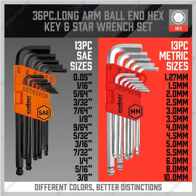 

94217.36PC Набор шестигранных ключей, инструмент для ремонта велосипедов Imperial 25,5*22*4,1360 г