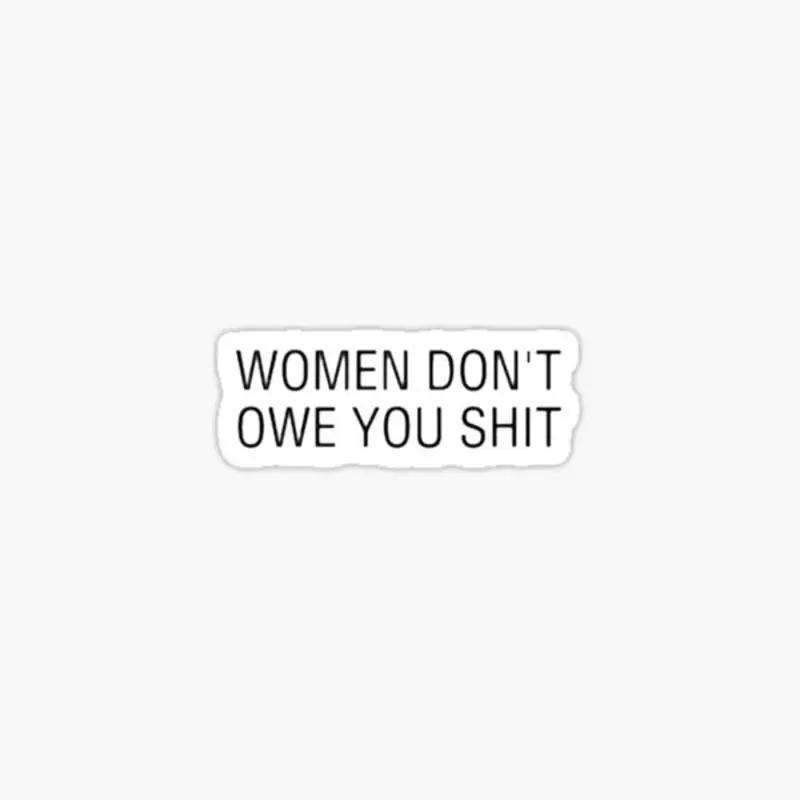 WOMEN DON'T OWE YOU SHIT Sticker for Laptop Decor Bedroom Car Cute Cartoon Art Fashionable Public Suitcase