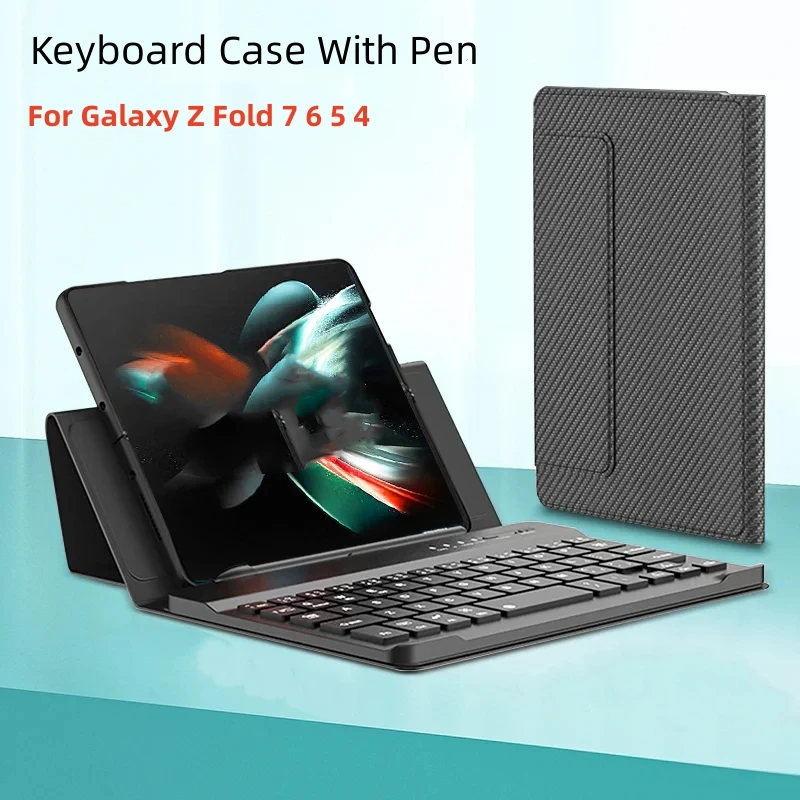 

For Samsung Galaxy Z Fold 7 6 5 Wireless Keyboard Magnetic PU Leather Flip Stand Portable Keyboard Case For Fold7 6 5