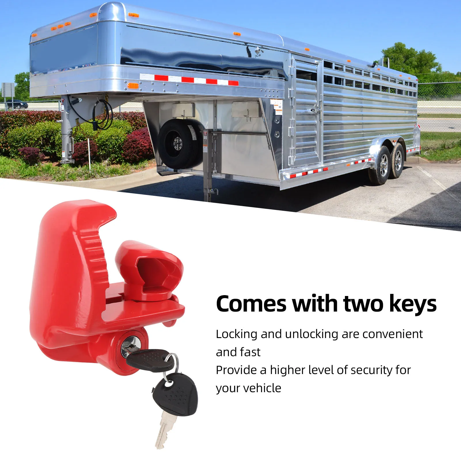 

RV Coupler Lock Set Trailer Hitch Lock High Security Fit Heavy Duty Metal for 1 7/8inch 2inch 2 5/16inch Couplers