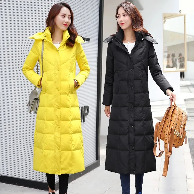 

Women Long Parkas Winter Coat Jacket Warm Duck Down Cotton Parka 2023New Women's Hooded Overcoat Fashion Slim Fit Extended Coats