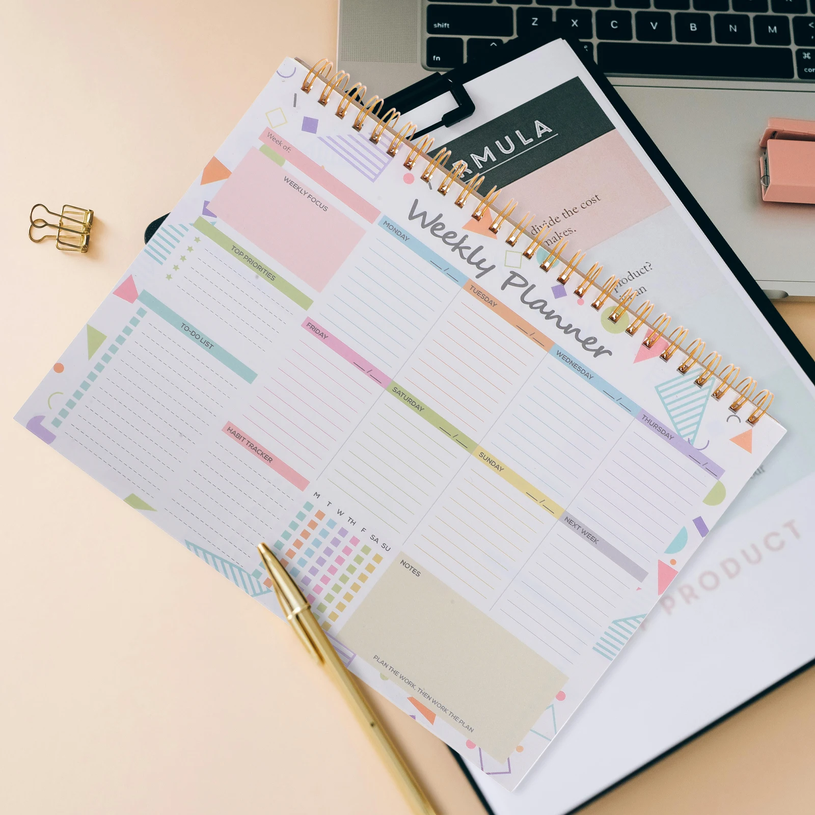 

Undated Spiral For College Students Work Organizer Task Notebook Notepad Calendar Pad Weekly Projects Planner Notebook Small