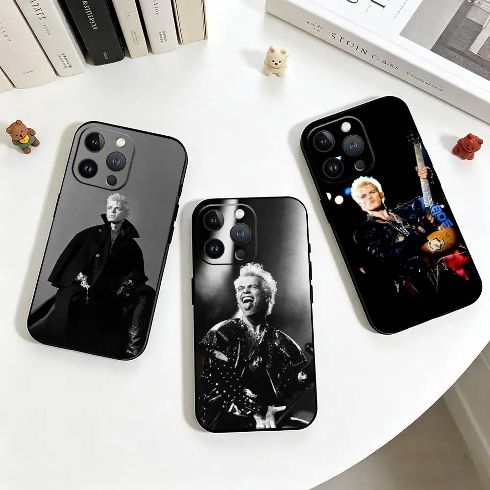 

B-Billy Idol Punk Rock Singer Phone Case For iPhone 17,16,15,14,13,12,11 Plus,Pro Max,XS,Soft Silicone Black Cover
