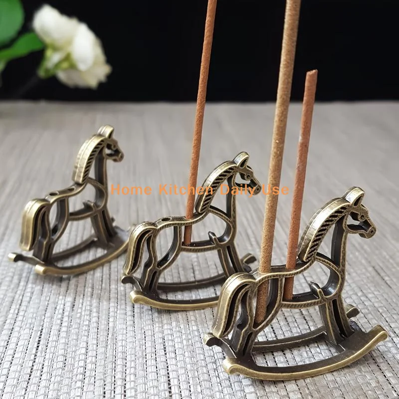 Brûleur d'encens portable en céramique en forme de cheval, 1 ou 3 pièces, support zen chinois à double trou pour la tranquillité, cadeau, parfum pour salle de méditation