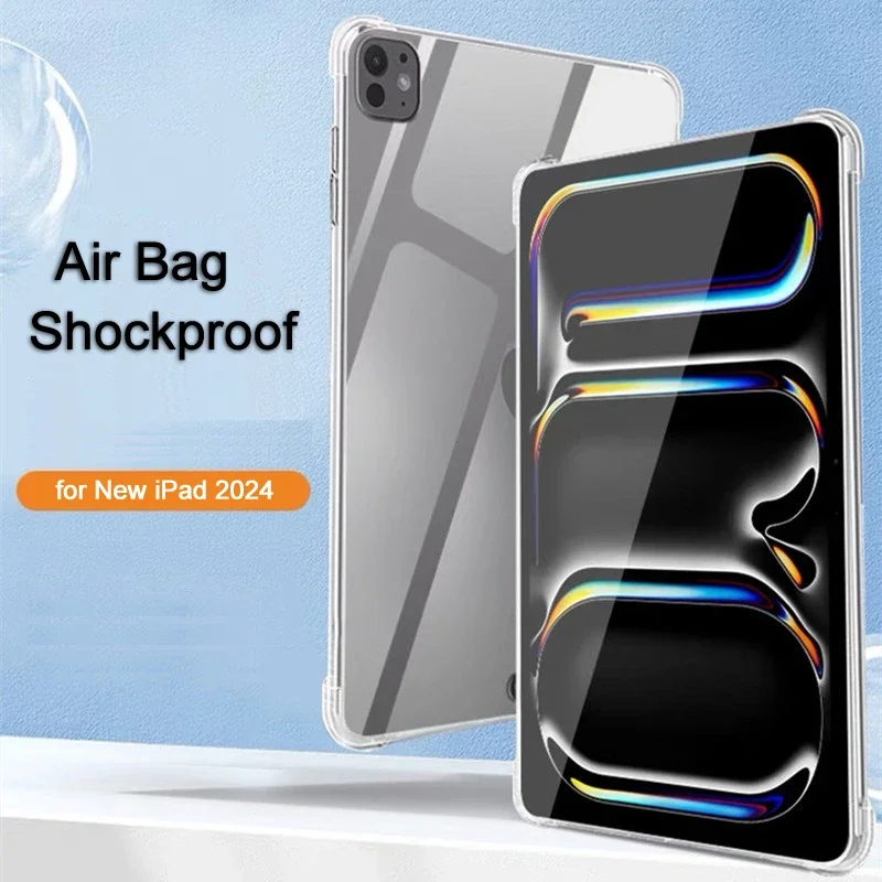 For iPad Case 2024 M4 Air 5 4 3 Pro 11 12.9 13 MINI 6 7 8 9 10th Generation 10.2 9.7 inch Soft Clear Silicone Shockproof Cover