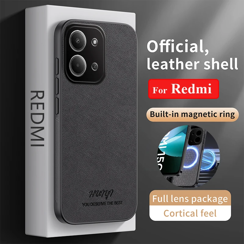Matte Litschi-Textur-Leder-Soft-Hülle für Redmi 15C A5 171 mm, globale Silikonhülle für Redmi 15C 173 mm EU