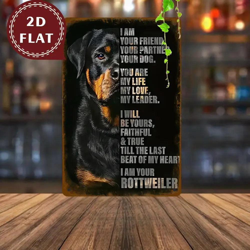 Vintage Rottweiler Metal Sign - Waterproof,Dustproof Wall Art with Loyal Dog Design, Perfect for Home Decor, Parties, and Gifts
