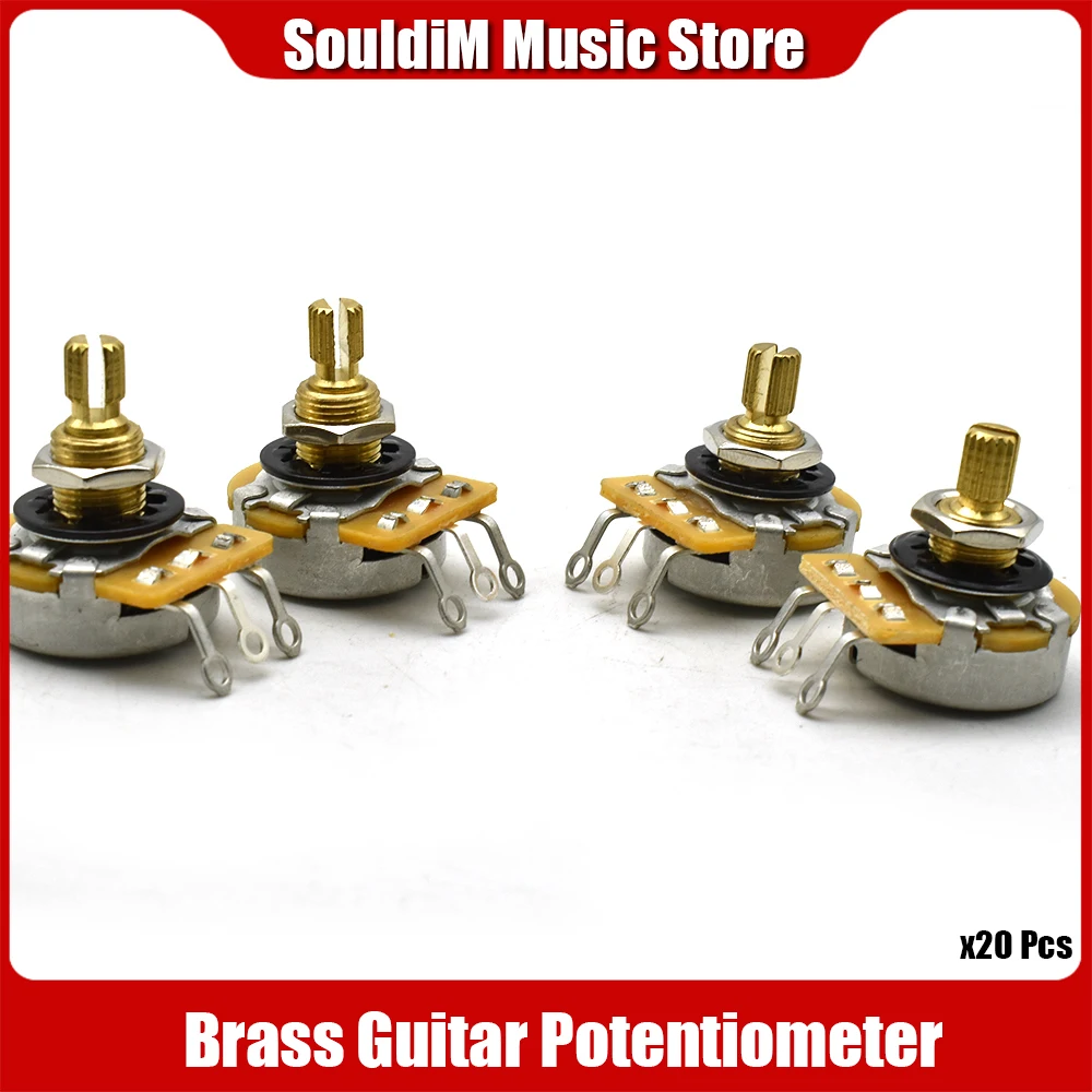 

20pcs Pure Brass Full Size 15MM/18MM Potentiometers Pots Tone Volume Control for Guitar Bass A500K / B500K/A250K /B250K