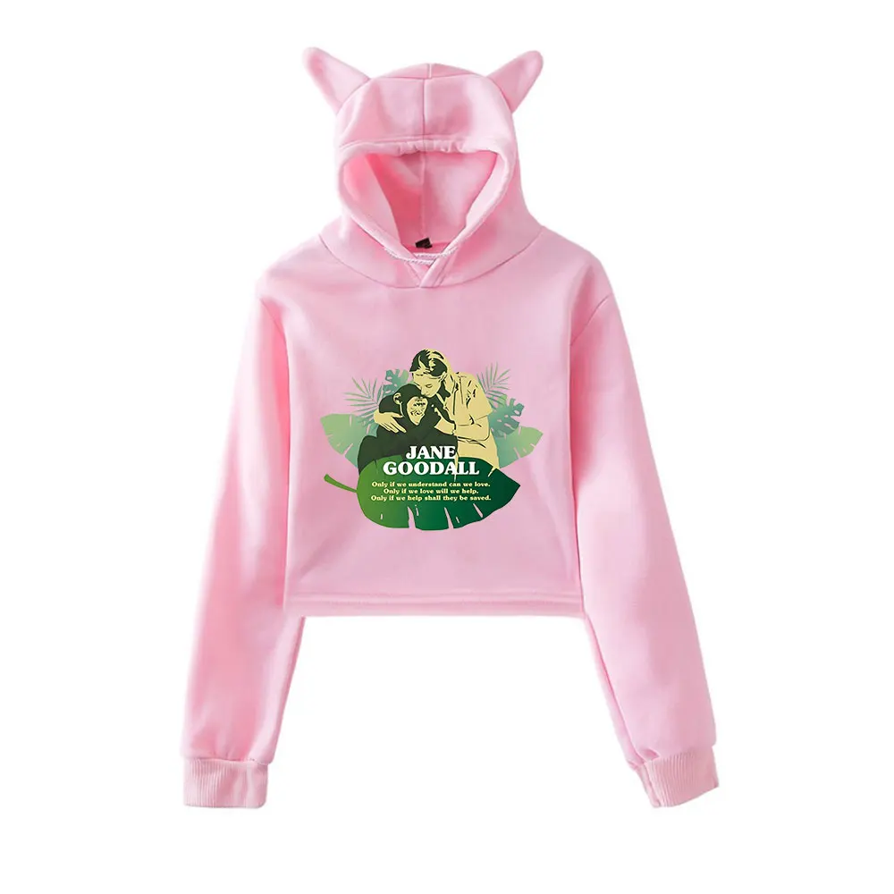 Jane goodall merch vintage 90s streetwear moletom com capuz para meninas gato orelha colheita moda esportes pulôver