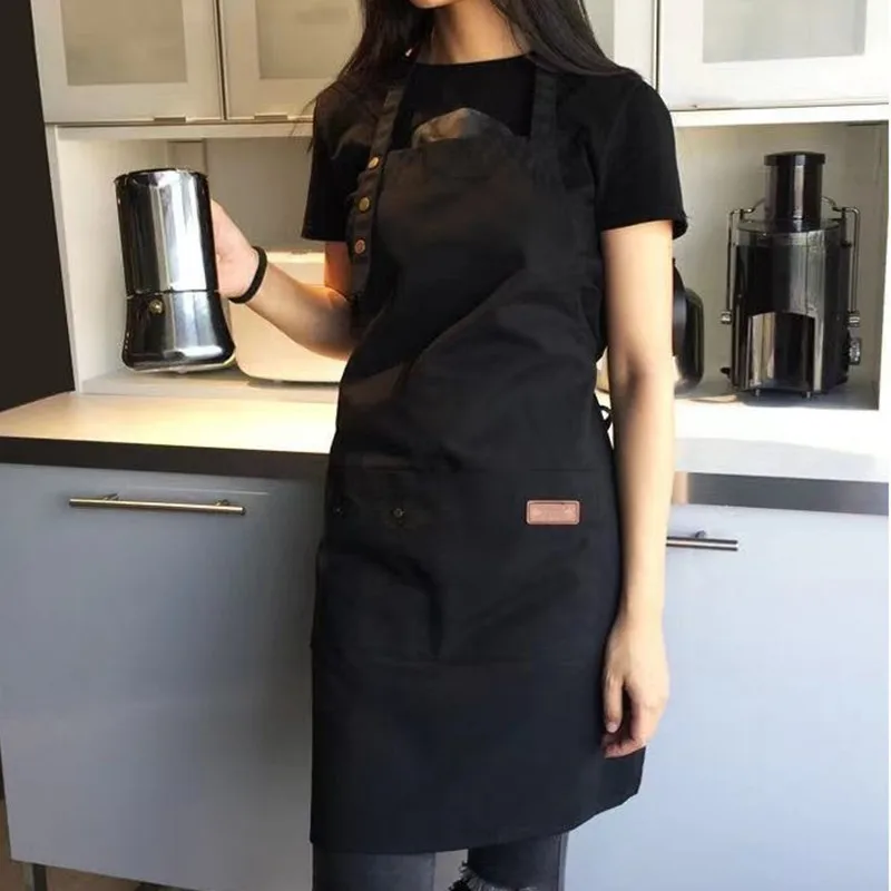Modne płócienne fartuchy kuchenne dla kobiet Mężczyźni Fartuch roboczy szefa kuchni do grilla Restauracja Bar Sklep Kawiarnie Beauty Nails Studios Uniform