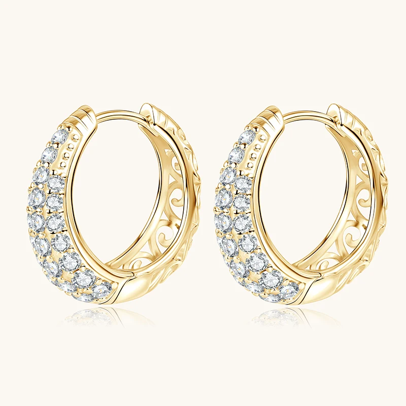 Anziw Micro Paved Full Moissanite Hoops Earrings Silver 925 Dazzling Diamond Ear Luxury Jewelry for Women Men Party Wedding Gift