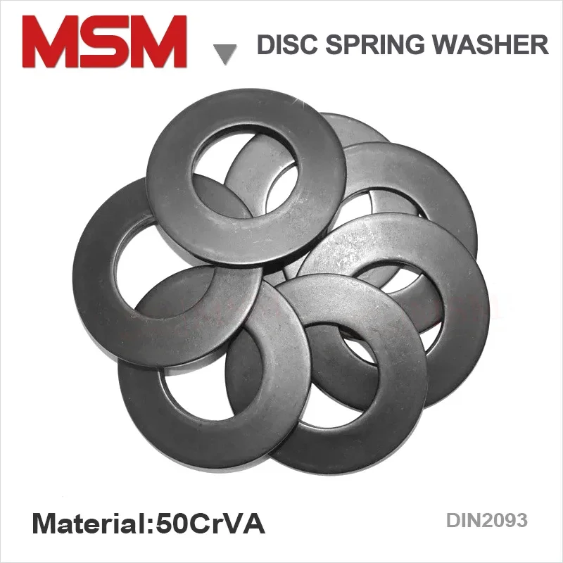 50pcs MSM 50CrVA Disc Spring Washer Black Conical Outer Diameter 22.5mm/25mm/28mm/31.5mm/35.5/40/45mm Compression Spring Gasket